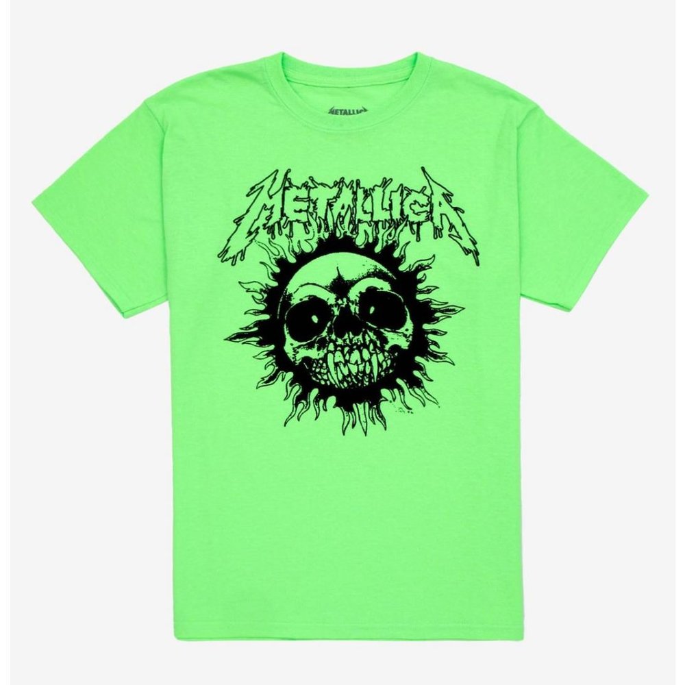 Metallica Neon Skull Sun Boyfriend Fit Girls T-Shirt